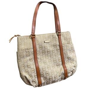 Michael Kors Signature Jet Set Tote Shoulder Bag Purse Classic Canvas